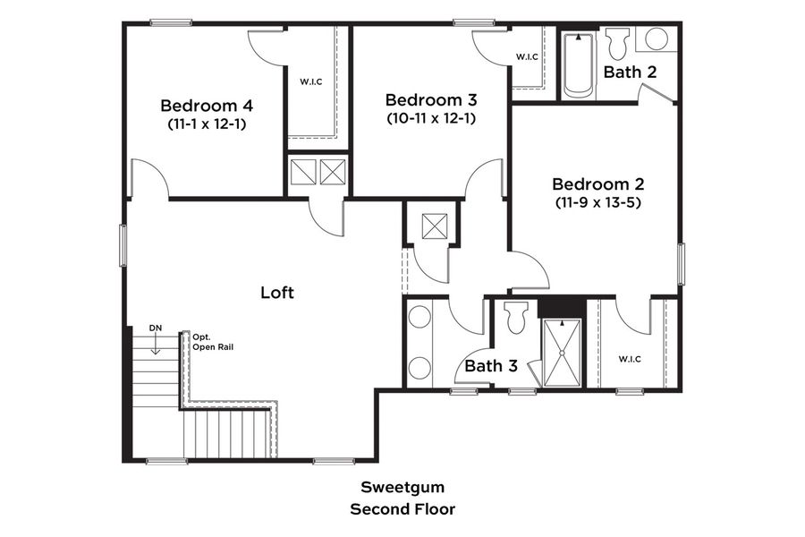 2D floor plan layout for the Sweetgum by DRB Homes in Ardisia Park, New Smyrna Beach, FL (Image 33).