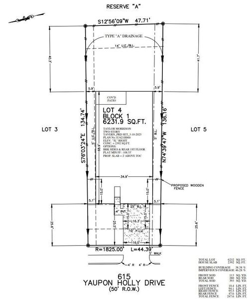 615 Yaupon Holly Drive Plot Plan 615 Yaupon Holly Drive Plot Plan
