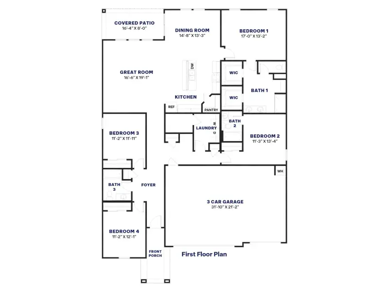 2D floor plan layout of this home in Magma Ranch Vistas, Florence, AZ (Image 4).