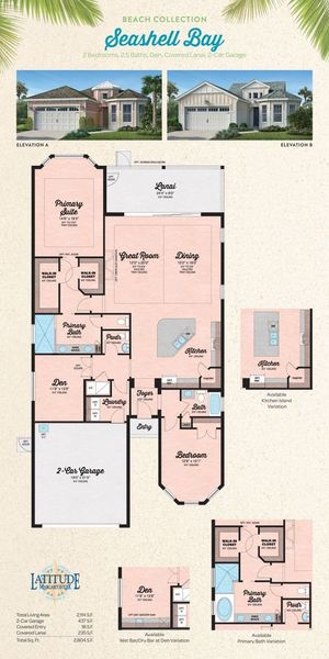 2D floor plan layout for the Seashell Bay by Minto Communities in Latitude Margaritaville Hilton Head, Hardeeville, SC (Image 1). 2D floor plan layout for the Seashell Bay by Minto Communities in Latitude Margaritaville Hilton Head, Hardeeville, SC (Image 1).