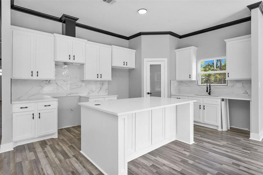 A closer view of the kitchen. Look at that gorgeous, easy to maintain backslash.