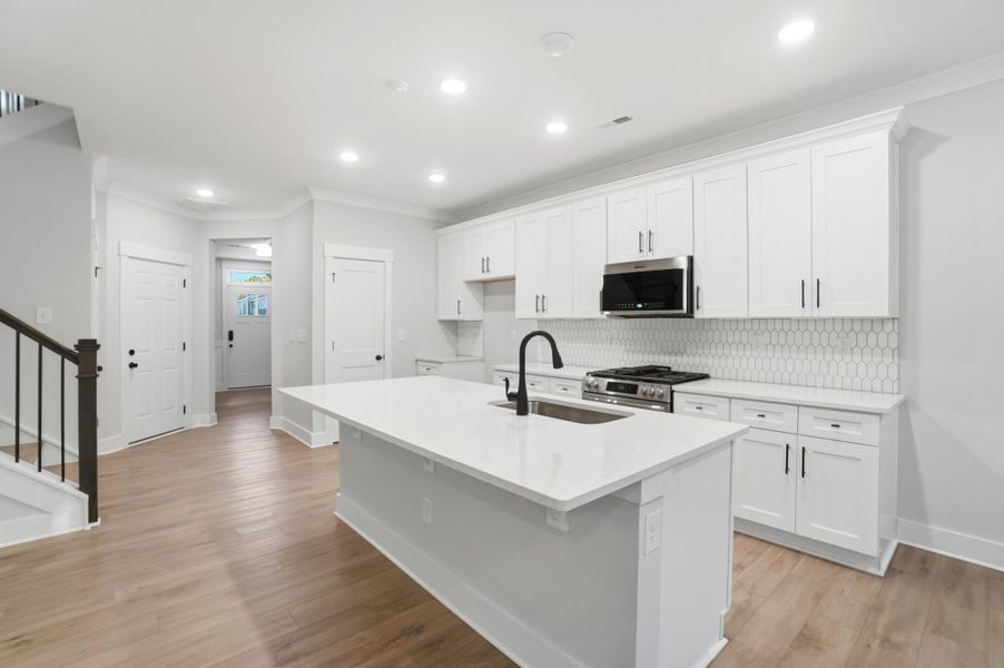 Furnished interior view inside a new home in Blythe Mill Townhomes, Waxhaw (Image 8). Furnished interior view inside a new home in Blythe Mill Townhomes, Waxhaw (Image 8).