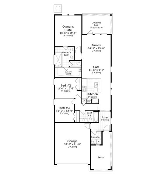 2D floor plan layout for the The Apopka by Providence Homes (Florida) in Reflections at Nocatee, Nocatee, FL (Image 6).