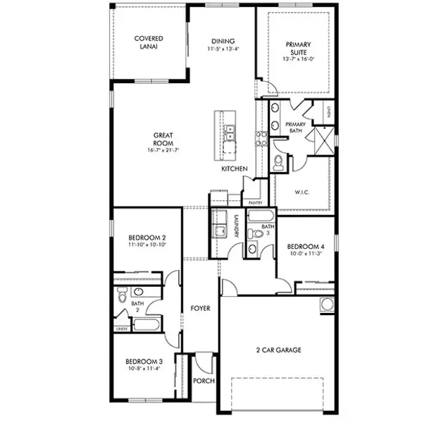 2D floor plan layout of this home in Crescent Lakes - Reserve Series, Punta Gorda, FL (Image 3). 2D floor plan layout of this home in Crescent Lakes - Reserve Series, Punta Gorda, FL (Image 3).