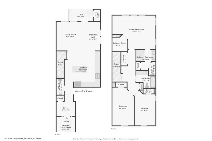 2D floor plan layout of this home in Bell Glen, Charlotte, NC (Image 5).