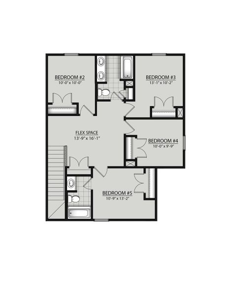 2D floor plan layout for the Leland II H by DSLD Homes in Hickory Cove, Burns, TN (Image 3).