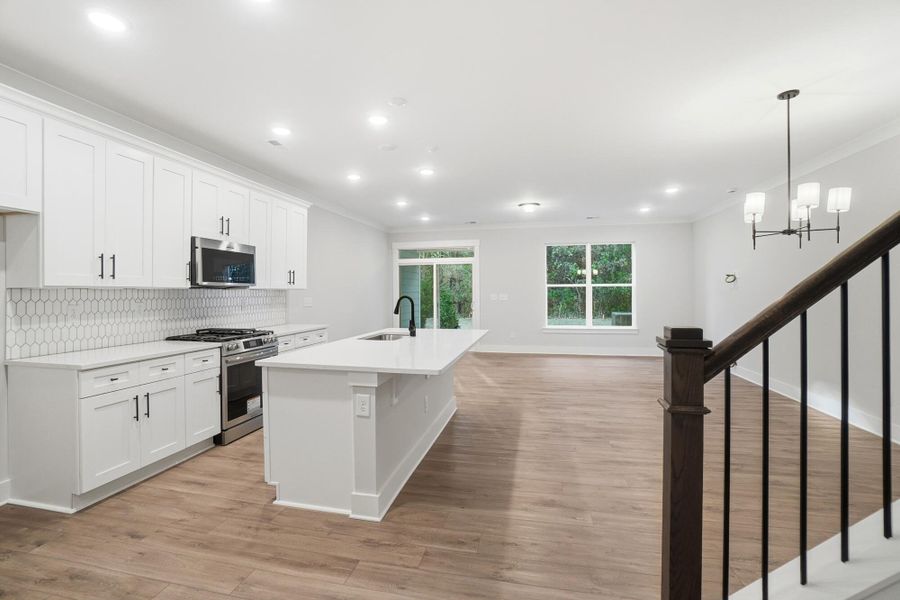 Furnished interior view inside a new home in Blythe Mill Townhomes, Waxhaw (Image 7). Furnished interior view inside a new home in Blythe Mill Townhomes, Waxhaw (Image 7).
