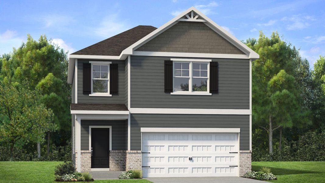 Representative exterior photo of a completed home built from the Alexis by DRB Homes in Towne Center, Hampton, GA (Image 12).