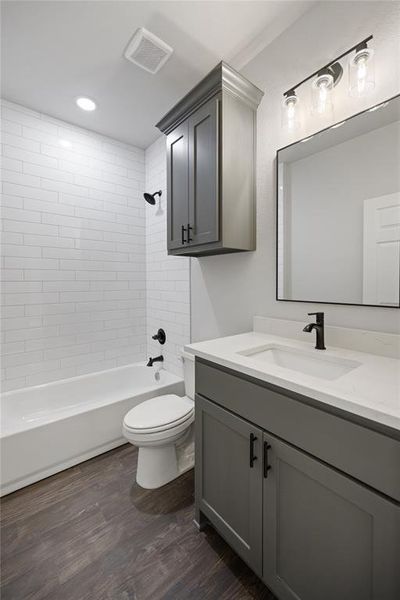 Hall bath with custom cabinets