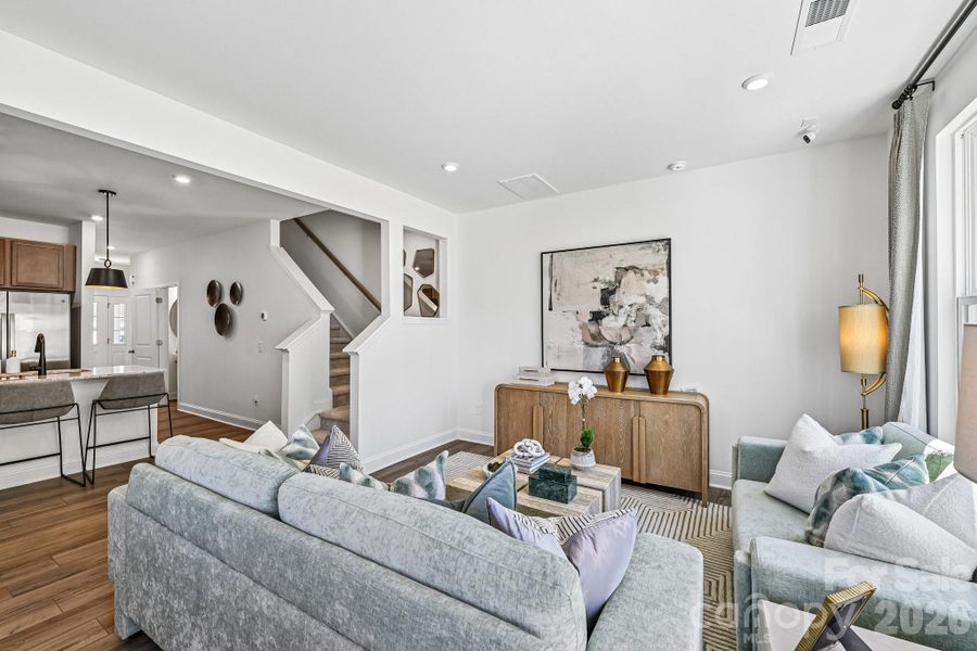 Model Home - Open Floor Plan, Living Area into Kitchen. Model Home - Open Floor Plan, Living Area into Kitchen.