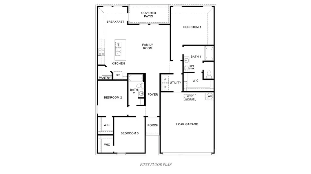 2D floor plan layout for the Bellvue by D.R. Horton in Rancho Vista, Corpus Christi, TX (Image 3). 2D floor plan layout for the Bellvue by D.R. Horton in Rancho Vista, Corpus Christi, TX (Image 3).