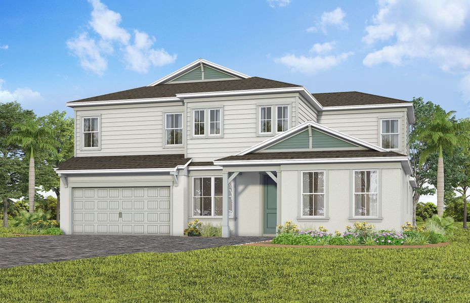 Representative exterior photo of a completed home built from the Merlot Grand by Pulte Homes in Lakehaven Estates, Clermont, FL (Image 10). Representative exterior photo of a completed home built from the Merlot Grand by Pulte Homes in Lakehaven Estates, Clermont, FL (Image 10).