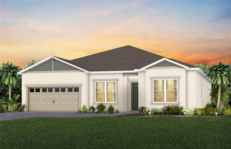 Exterior Design. Artistic rendering for this new construction home. Pictures are for illustrative purposes only. Elevations, colors and options may vary.