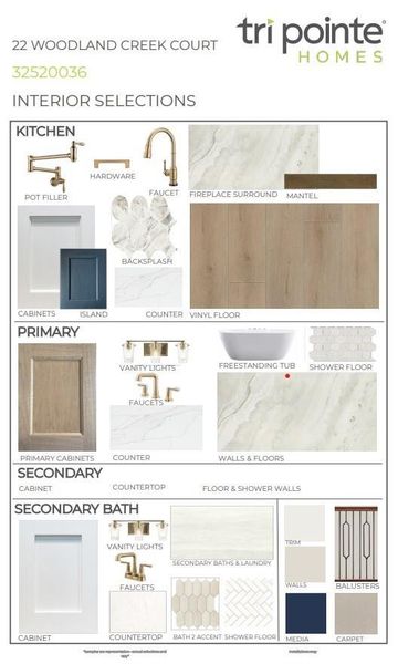 Sample of building materials used in homes in The Estates at James Lane, Fulshear (Image 22).