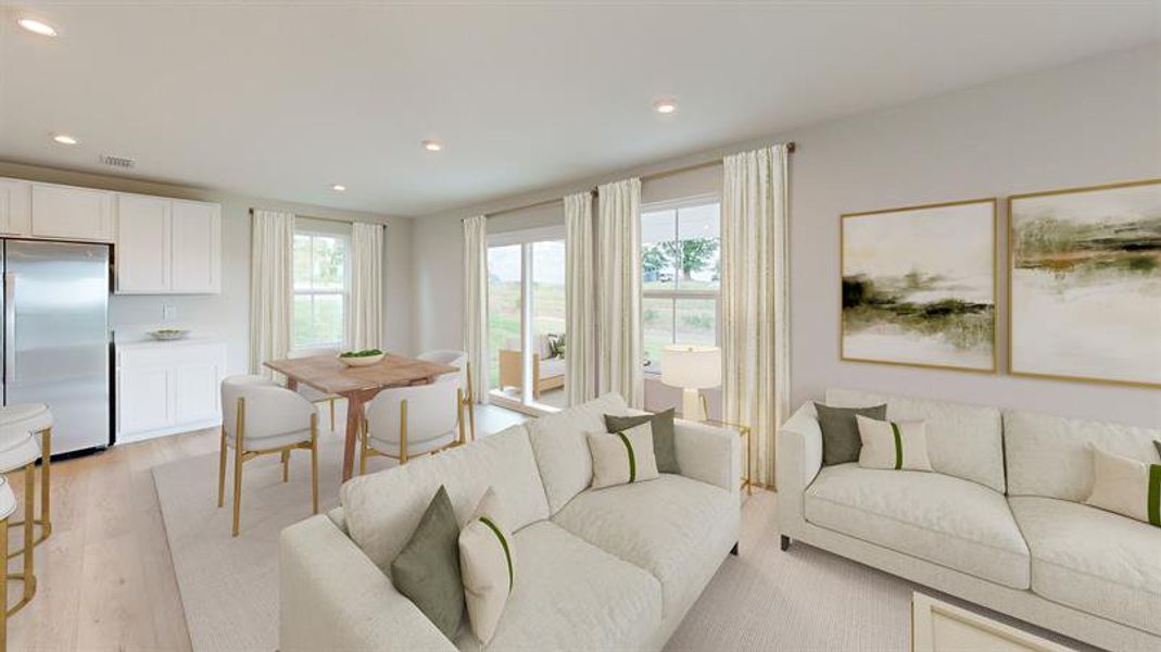 Representative furnished interior of a home built from the Woodford by Ryan Homes in Harpers Glen Single Family, Wendell (Image 3).