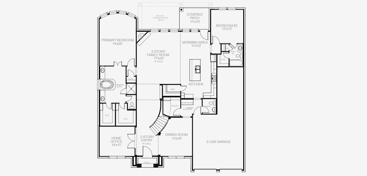 2D floor plan layout for the 3798W by Perry Homes in Legacy Prairie at Katy Court, Katy, TX (Image 3).