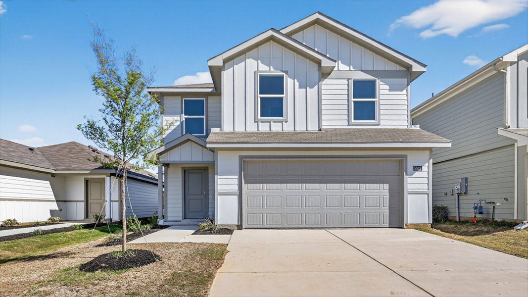 Representative exterior photo of a completed home built from the Davis by D.R. Horton in Hickory Grove, Krum, TX (Image 1). Representative exterior photo of a completed home built from the Davis by D.R. Horton in Hickory Grove, Krum, TX (Image 1).