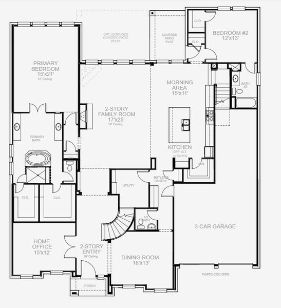2D floor plan layout for the 4891W by Perry Homes in Sonoma Verde 70', Rockwall, TX (Image 4). 2D floor plan layout for the 4891W by Perry Homes in Sonoma Verde 70', Rockwall, TX (Image 4).