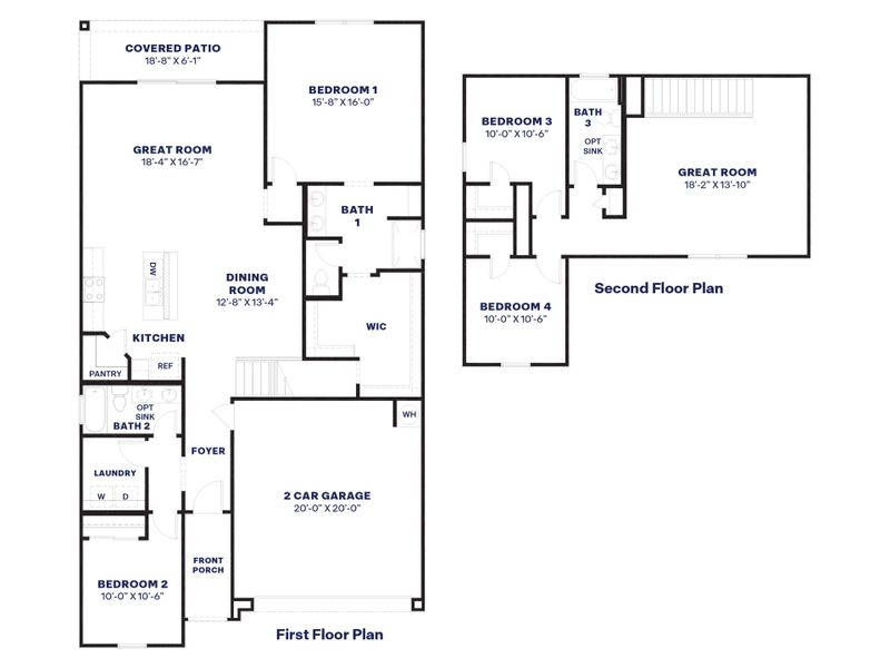 2D floor plan layout for the Mitchell by D.R. Horton in Upper Canyon, Phoenix, AZ (Image 5).