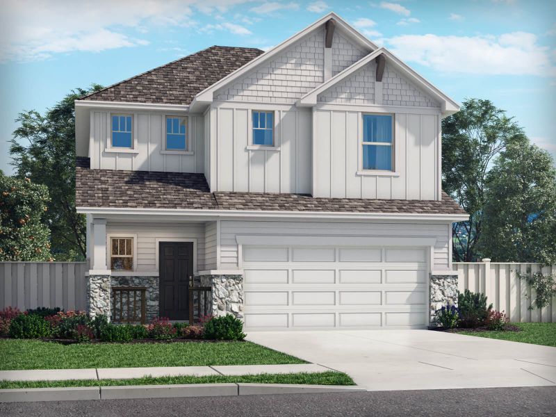 Front exterior of a new home in Lakehaven - Spring Series, Farmersville, TX, highlighting curb appeal (Image 1). Front exterior of a new home in Lakehaven - Spring Series, Farmersville, TX, highlighting curb appeal (Image 1).