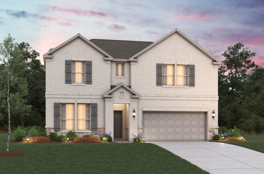 Representative exterior photo of a completed home built from the Rainier by Beazer Homes in Lake Pointe, Little Elm, TX (Image 21). Representative exterior photo of a completed home built from the Rainier by Beazer Homes in Lake Pointe, Little Elm, TX (Image 21).