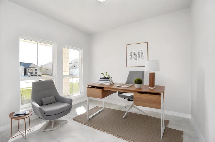 *Virtually Staged* Home Office. Sample photo of completed home with similar floor plan. Actual colors and selections may vary.