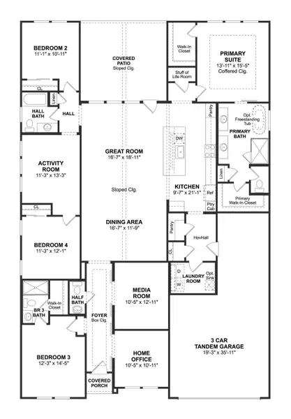 2D floor plan layout for the Geneva by K. Hovnanian® Homes in Marvida, Cypress, TX (Image 3).