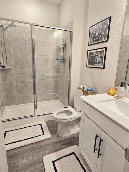 First floor full bathroom with linen closet.