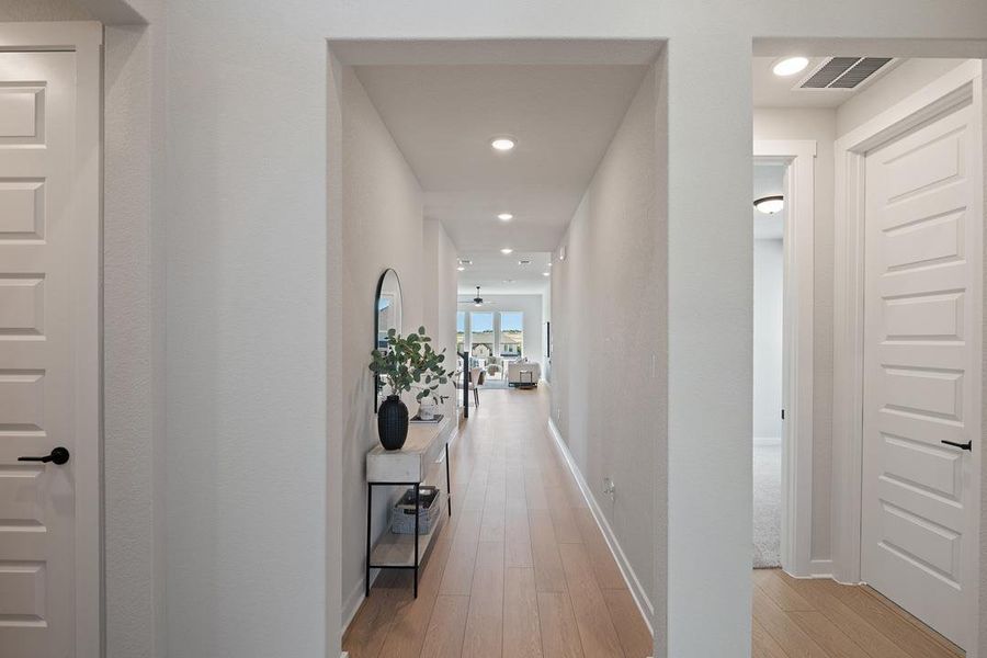 Furnished interior view inside a new home in Park Collection at Lariat, Liberty Hill (Image 34). Furnished interior view inside a new home in Park Collection at Lariat, Liberty Hill (Image 34).