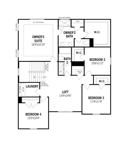2D floor plan layout for the Shenandoah by Mattamy Homes in Seagrass Landing, Lillington, NC (Image 5).