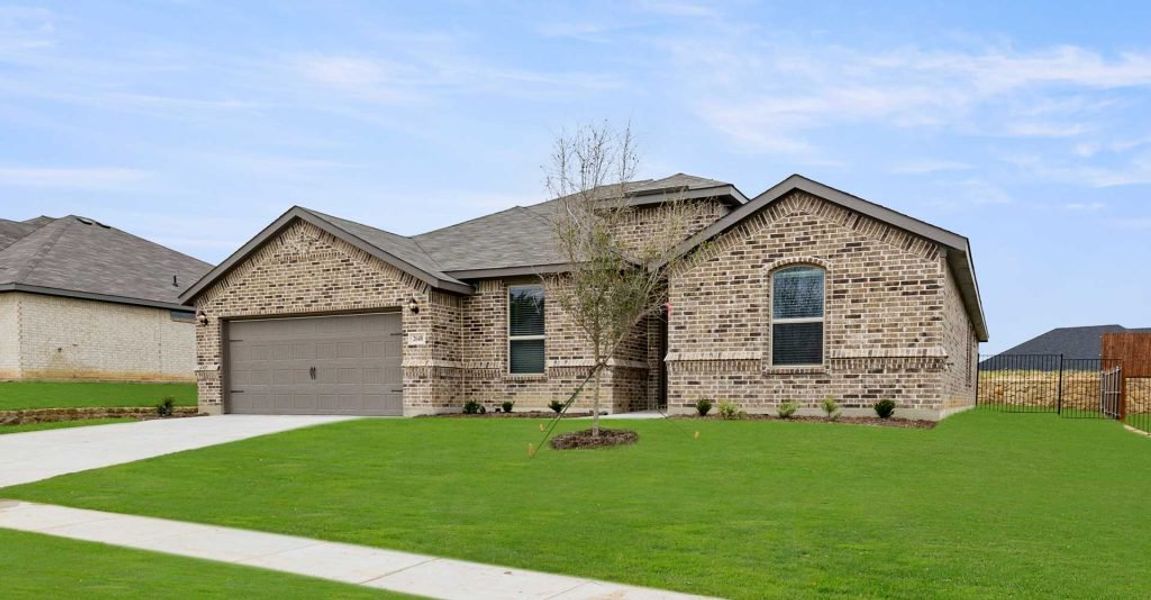 Representative exterior photo of a completed home built from the Walden II by Impression Homes in Mountain Valley, Burleson, TX (Image 2). Representative exterior photo of a completed home built from the Walden II by Impression Homes in Mountain Valley, Burleson, TX (Image 2).
