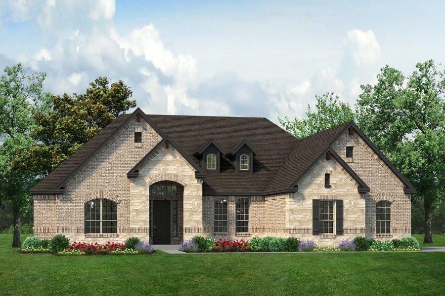 Front exterior of a new home in Joshua Meadows, Joshua, TX, highlighting curb appeal (Image 1). Front exterior of a new home in Joshua Meadows, Joshua, TX, highlighting curb appeal (Image 1).