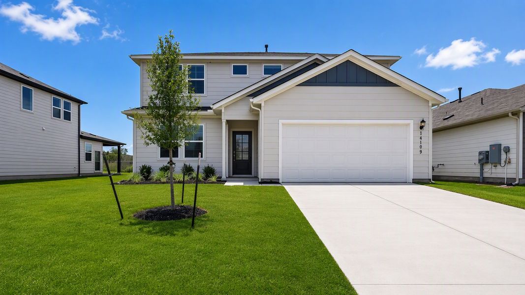 Representative exterior photo of a completed home built from the Robin by Taylor Morrison in Longview, Del Valle, TX (Image 23).