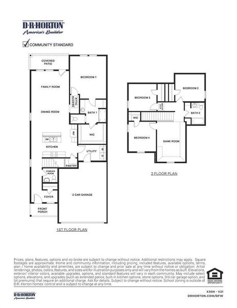 2D floor plan layout of this home in Blaire Lake, Tyler, TX (Image 3).