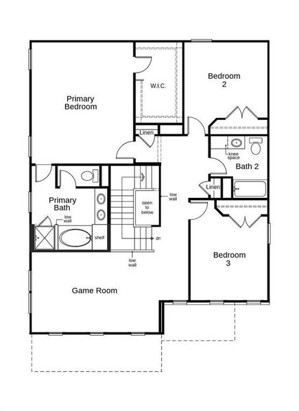 This floor plan features 3 bedrooms, 2 full baths, 1 half bath, and over 2,300 square feet of living space.