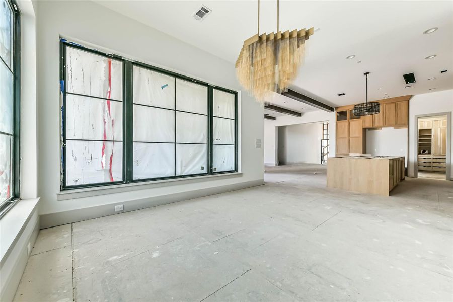 This view back towards the kitchen from the dining room shows the status as of May 26th.