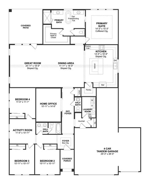 2D floor plan layout for the Frankfurt by K. Hovnanian® Homes in Lakeview, Waller, TX (Image 2). 2D floor plan layout for the Frankfurt by K. Hovnanian® Homes in Lakeview, Waller, TX (Image 2).