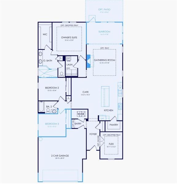 2D floor plan layout of this home in Del Webb Chateau Elan, Hoschton, GA (Image 3).