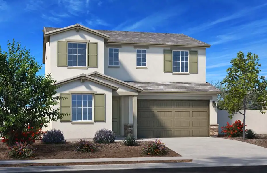 Representative exterior photo of a completed home built from the 2287 by Homes by Towne in Ryder Ranch, Surprise, AZ (Image 2). Representative exterior photo of a completed home built from the 2287 by Homes by Towne in Ryder Ranch, Surprise, AZ (Image 2).