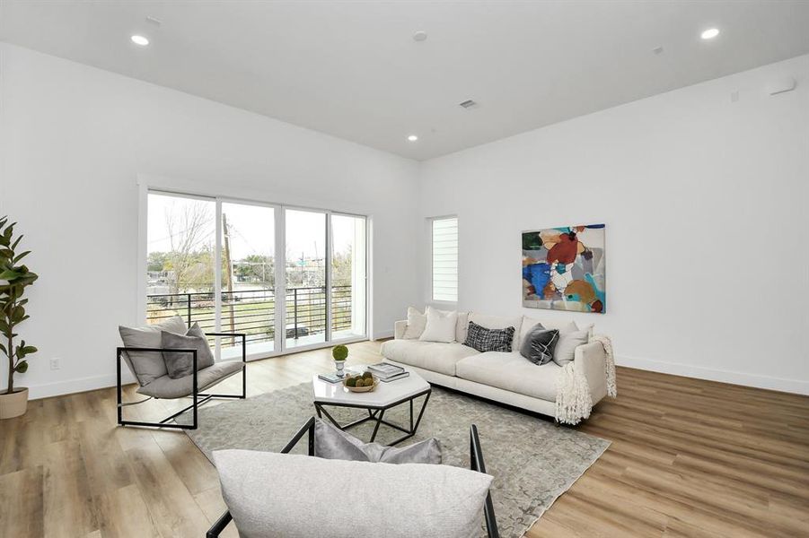 Living room with massive windows