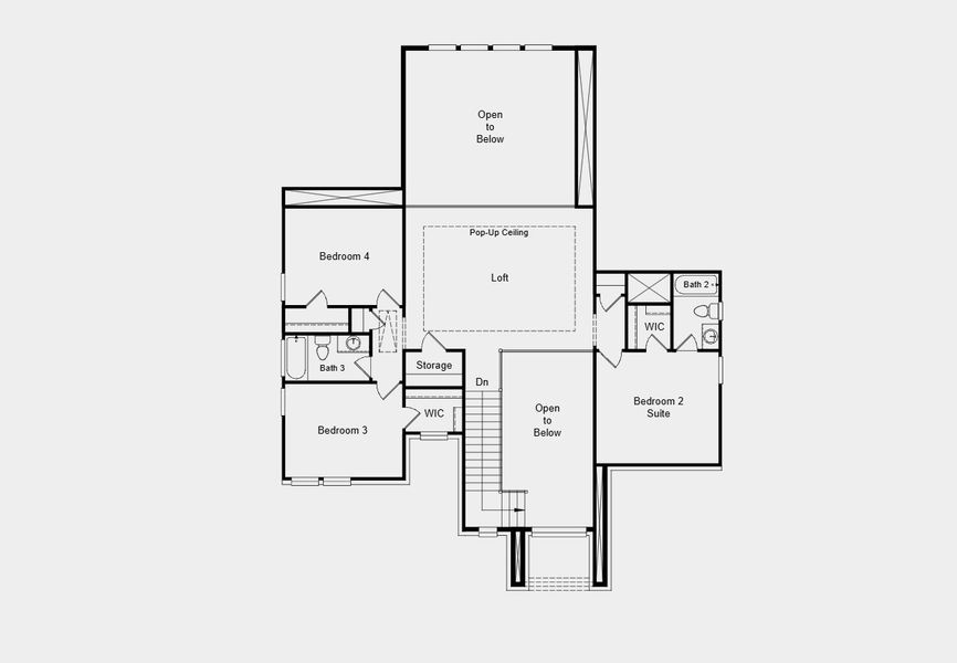 2D floor plan layout for the Mesa by Taylor Morrison in Silverleaf, Cedar Creek, TX (Image 4).