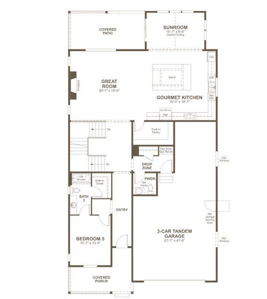 2D floor plan layout for the Teton by Richmond American Homes in Legacy Pointe at Looking Glass, Parker, CO (Image 3).