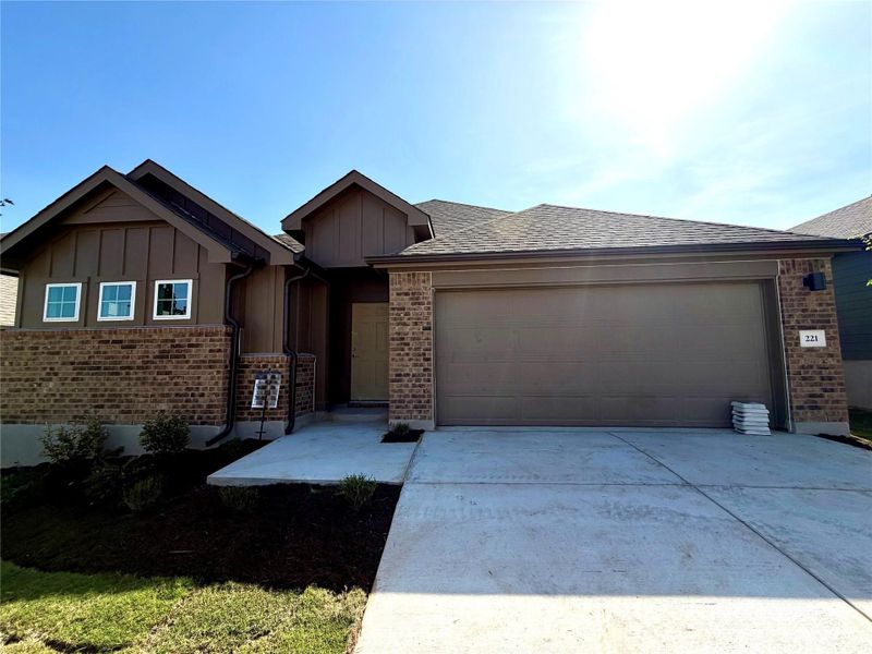 Front exterior of a new home in Calumet, Jarrell, TX, highlighting curb appeal (Image 2). Front exterior of a new home in Calumet, Jarrell, TX, highlighting curb appeal (Image 2).
