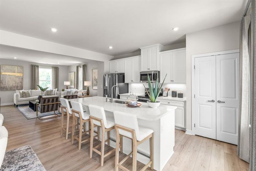 Representative furnished interior of a home built from the Mendelssohn by Ryan Homes in Stowe Branch Townhomes, Charlotte (Image 5).