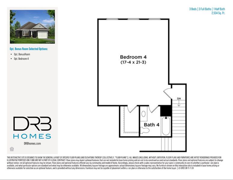 2D floor plan layout of this home in Wells Crossing, Seneca, SC (Image 4).
