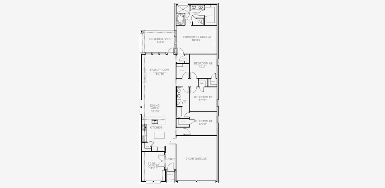 2D floor plan layout for the 1992W by Perry Homes in Veramendi, New Braunfels, TX (Image 3).