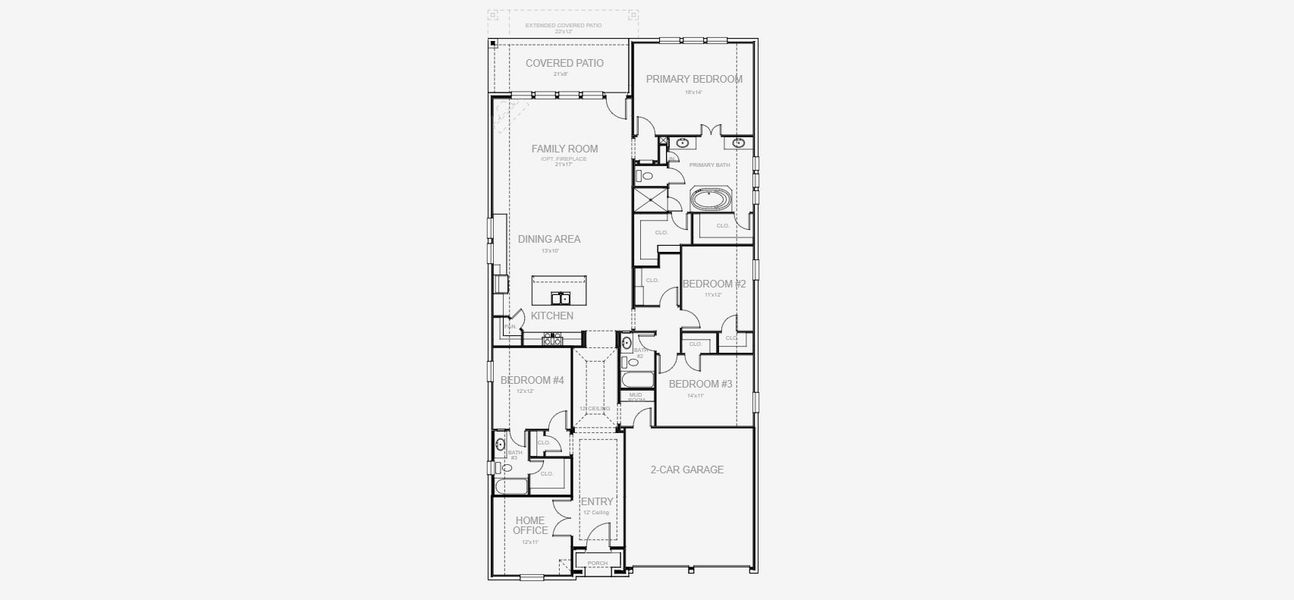 2D floor plan layout for the 2504W by Perry Homes in Lariat 50', Liberty Hill, TX (Image 4). 2D floor plan layout for the 2504W by Perry Homes in Lariat 50', Liberty Hill, TX (Image 4).