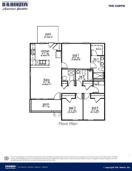 2D floor plan layout for the CURTIS by D.R. Horton in Rivers Reach, Yemassee, SC (Image 3). 2D floor plan layout for the CURTIS by D.R. Horton in Rivers Reach, Yemassee, SC (Image 3).