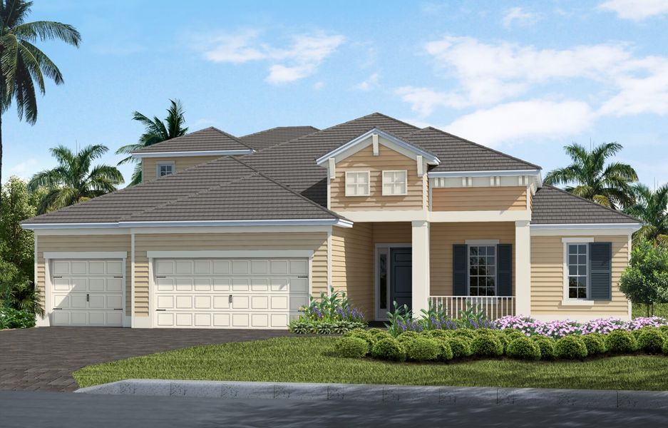 Representative exterior photo of a completed home built from the Kiawah 2 by Neal Communities in Boca Royale Golf & Country Club at Wellen Park, Englewood, FL (Image 20).