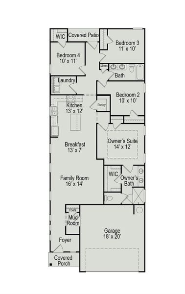 2D floor plan layout of this home in The Canopies, Splendora, TX (Image 3).